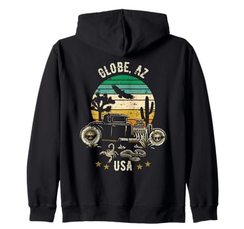 Globe AZ USA Hotrod, diseño Retro, Estilo Desierto y Puesta de Sol Sudadera con Capucha