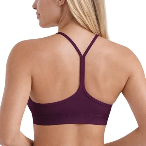 Image of Women's Y-Back Sports Bra with Spaghetti Straps Light Support Yoga Bra Soft Stretchy Low Impact Workout Gym Bralette Tops