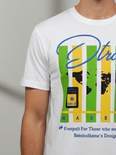 Image of Dollar Club Men's Cotton Round Neck Printed T-Shirt White