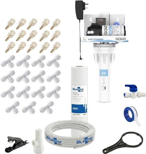 Mist Fogger Machine Kit with 100 GPD Booster Pump, 15 Brass Mist Nozzles, 30 Meter PU Pipe, 24V SMPS Adapter & Pre Filter | Outdoor Cooling System for Garden, Greenhouse, Patio & Dairy Farm-image-36