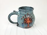 Hand Thrown Pottery Mug with Tree of Life Mug or Tree of Gondor Handmade in North Carolina