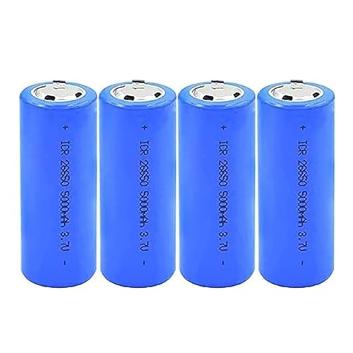 DUBEI Bateria de iões de lítio recarregável de 5000 Mah, bateria de suporte de alto desempenho, com 8 proteções inteligentes principais, para lanternas de luz fortes, 4 peças, azul