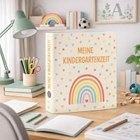 Friendly Fox Regenbogen Sammelordner Kinder, Erinnerungen Kindergarten, Meine Kindergartenzeit DIN A4 Ordner für 350 Blatt, Rückenbreite 5,6 cm – Ansicht 4