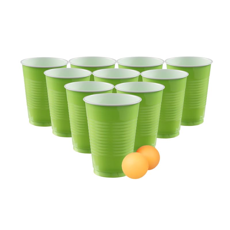 Selibration (Set of 25pcs Green Game Pong Glassess Plastic Reusable Colourful Cups with Balls Perfect for Bachelors, Bachelorette Party, Cocktail Party, Strong Reusable Glass| 2 Balls Included