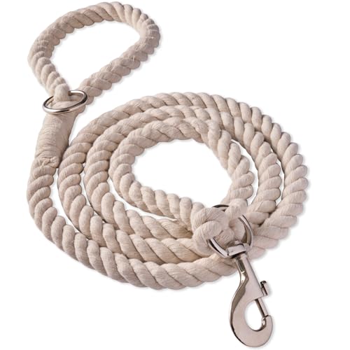Pet Passion Tucker II – The Heavy Duty 6 ft Twisted Rope Cotton Durable Leashes Dogs, Ivory, One Size by Pet Passion - Used condition - US$7.84