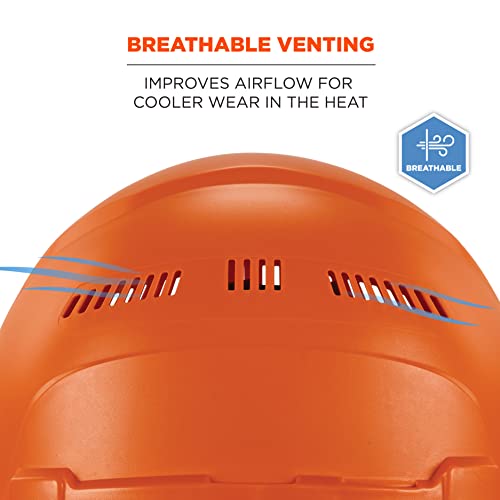 Ergodyne Skullerz 8966 Vented Hard Hat, Lightweight, Cap Style, Adjustable 6-Point Ratchet Suspension, Hdpe Shell, Class C, Orange #TOP2
