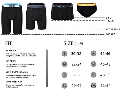 Airike Boxer Briefs Men Pack Long Leg Soft Bamboo Black Underwear Big Size And Tall Underpants #TOP6
