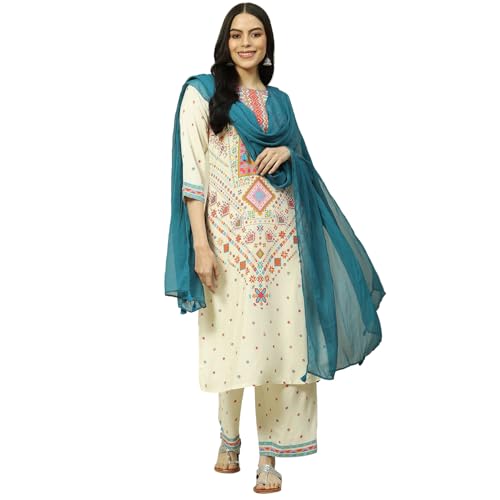 Image of Rangriti Women Cobalt Blue Cotton Blend Woven Dupatta Free Size
