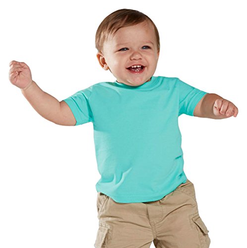 Rabbit Skins Infant Fine Topstitch Ribbed Collar T-Shirt, Chill, 24 Months