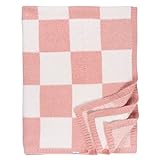 Gerber Unisex Baby Cozy Soft Silky Mink Checkerboard Grid Blanket, Pink Check, One Size