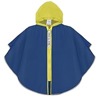 PERLETTI Children's Rain Poncho with Zip – Waterproof Rain Cape for Children Kindergarten with Hood – Children's Cape 3 4 5 6 Years with Coloured Reflective Profiles