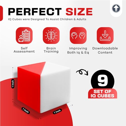 PrfcNL IQ-Testwürfel (Basic Red, 3cm) - 9 Kohs-Würfel für Block Design Test WPPSI WAIS IV und WISC V Tests