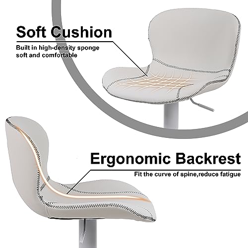Chaises de comptoir modernes blanches en cuir synthétique de bar - 5