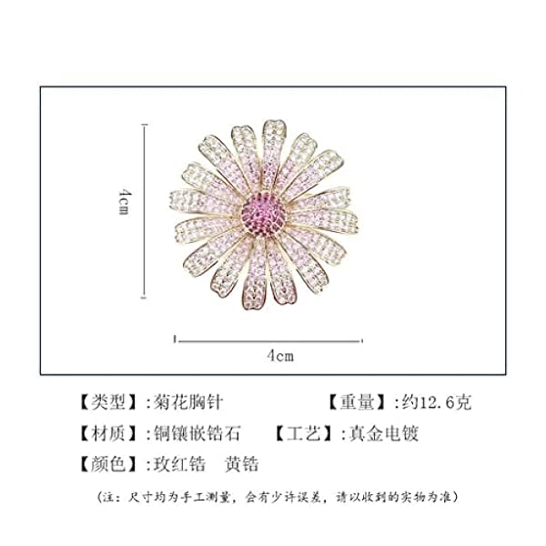 Zirkon Brosch Temperament Blomma Elegant Annan Kostym Klänning Accessoarer Daisy Flower Corsage Damer (Färg: B, Storlek (B Som bilden visar)
