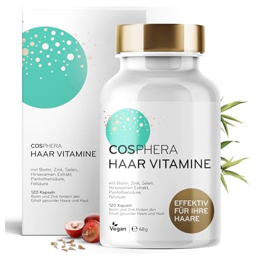 Cosphera Haar-Vitamine - Hochdosiert mit Biotin, Selen und Zink als Beitrag zum Erhalt normaler Haare. Plus Folsäure & Hirse Samen Extrakt (reich an Silizium) - 120 vegane Kapseln im 2 Monatsvorrat.
