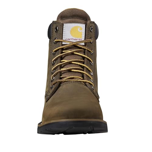 Carhartt Frontier Men's 6" Leather Soft Toe Work Boot, Safety Slip Resistant and Waterproof, Mossy Brown - 10.5 M4