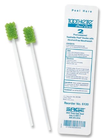 TO6120 - Sage Products Toothette Plus Swab with Alcohol-free Mouthwash