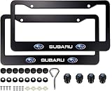 Black License Plate Frames for Subaru, 2PCS Car License Plate Bracket Holder, Premium Aluminum Alloy