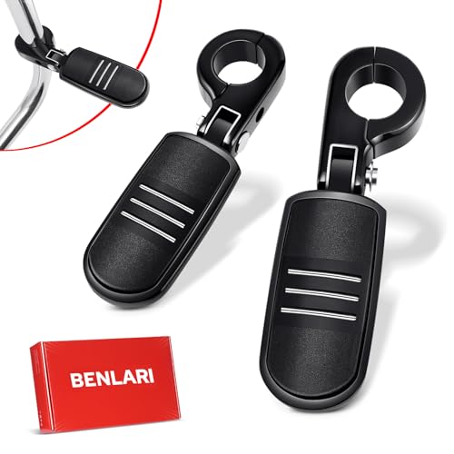 Benlari Highway Pegs 1.25 Highway Footpegs P Clamp Unbreakable A3 Steel Adjustable Fit for Harley Davidson Touring Street Glide Road Dyna Sportster Softail fits 1-1/4(32mm) Engine Guard(Black)