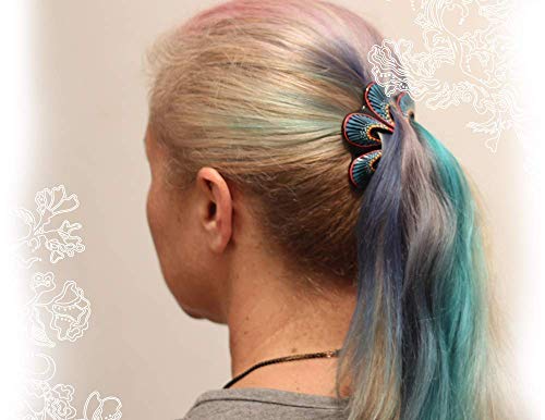 Hair Barrette Hand Painted Hair Clips. Styling For Women And Girls. This Attractive Hair Accessory Can Be Used As A Ponytail Holder Or A Hair Grip. For Thick & Thin Hair. 2 Pcs Uniquely Hand Crafted #TOP6