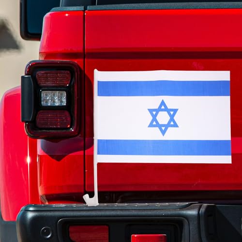 WHAMVOX Israel Flagge Auto Fahne 4 Stück Polyester 30x45cm Dekorative Autofenster Flaggenverzierung Langlebige Nationalflagge für Sport Party und Fanartikel