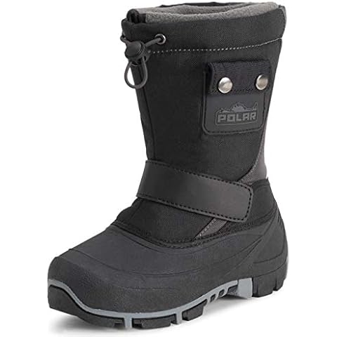Polar Niños Botas Invierno Piel Sintética Impermeable - Negro/Gris Cover