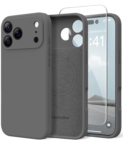 Image of Magnetic for iPhone 17 Pro Max Case, Compatible with MagSafe, [Full Camera Protection][Screen Protector] Silicone Shockproof Protective Phone Case for iPhone 17 Pro Max 6.9 inch, Dark Gray