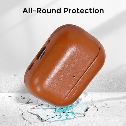 Image of for AirPods Pro 3 Case 2025, Handcrafted 100% Geniune Leather Cover | Vintage Oil-Waxed Leather Protective Case with Lanyard, Silky Smooth Touch, Wireless Charging, for Apple AirPods Pro 3rd Gen