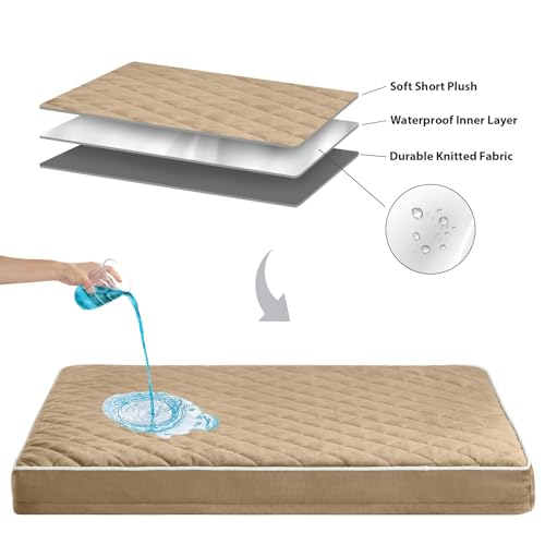 Image of WNPETHOME Orthopedic Dog Bed for Crate, Waterproof Extra Large Dogs Bed with Removable Washable Cover, Multi-Needle Quilting Dogs Crate Beds