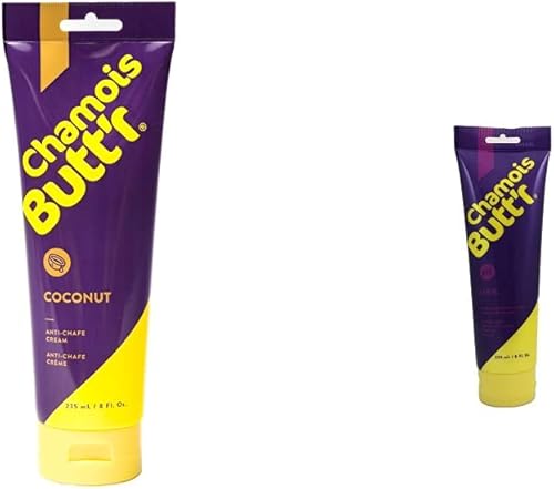 Chamois Butt'r Crema antirozaduras de coco, tubo de 8 onzas y crema antirozaduras, tubo de 8 onzas