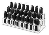 byAlegory Tiered Acrylic Lipstick Makeup Organizer Cosmetic Holder | 24 Space Storage, 3 Rows (CLEAR)
