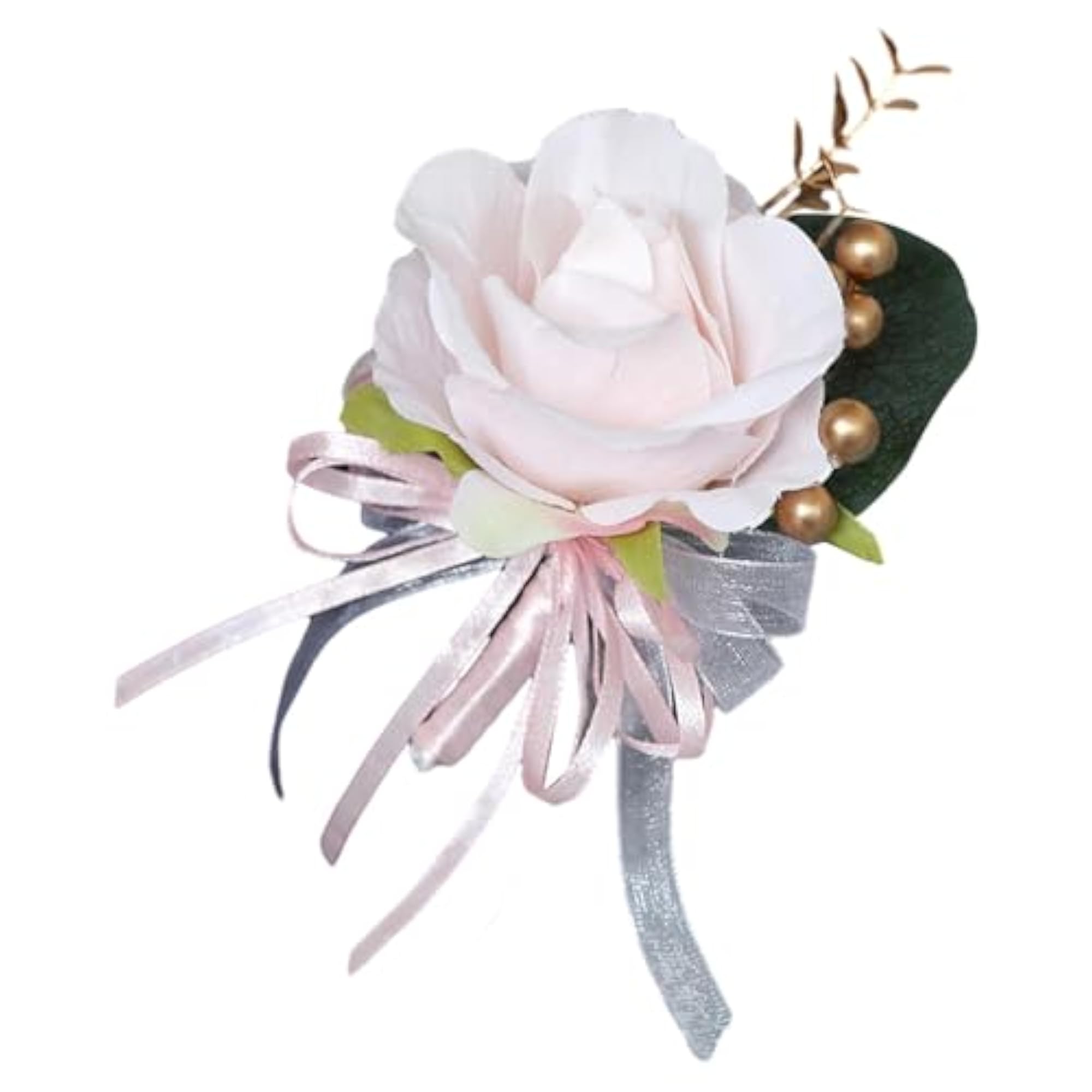 Light Pink Wedding Flower Boutonniere Brooch, Romantic Accessory