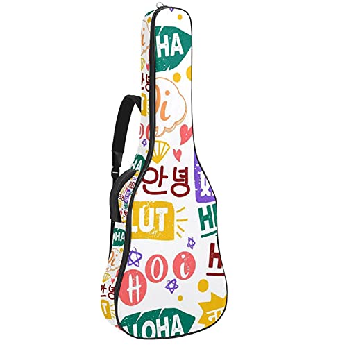 Housse guitare basse et acoustique imperméable Hello Words avec fermeture éclair robuste