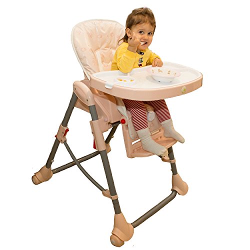 Seggiolone Up and Down rosa a doppio vassoio