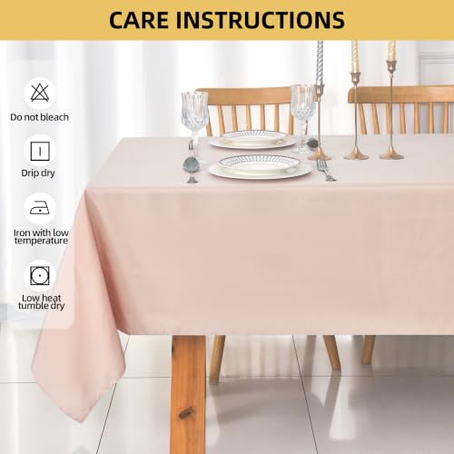 Image of 2-Pack 60x60 inch Dusty Pink Table Cloths, Solid Stain and Wrinkle Resistant Tablecloth, Premium Plain Weave Polyester Fabric Rectangle Table Linen Covers for Hotel, Banquet