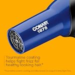 Conair Hair Dryer, 1875W Turbo Blow Dryer with Tourmaline Coating and Ionic Conditioning, Includes Diffuser and Concentrator Attachments, 2 Heat & 2 Speed Settings, Blue/Black - Image 4