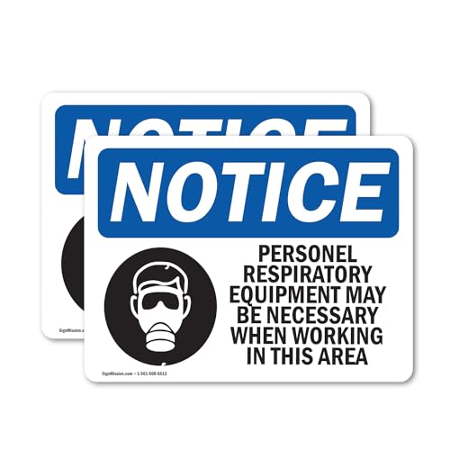 41PrbEG psL. SL500 (2 Pack) Personal Respiratory Equipment Sign With Symbol OSHA Notice Sign 5 Inch X 3.5 Inch Vinyl Label Decal Sticker Weather Resistant, UV Protected for Workplace, Construction Site, Made in the USA