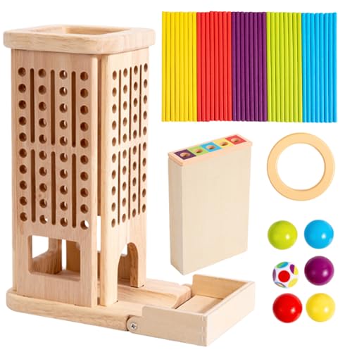 Juego de dados matemáticos de madera con palitos para preescolar