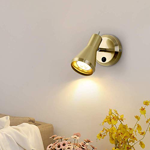 Aplique de pared ajustable mini con interruptor de bronce para dormitorio 5