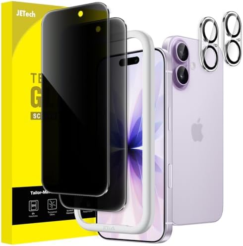 JETech Sichtschutz Schutzfolie für iPhone 17, 2+2 Stück | Anti-Spy Blickschutz Gehärtetes Glas Schutzfolie, mit Kameraschutz, Einfache Installationshilfe