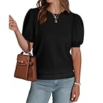 WIHOLL Women's Puff Short Sleeve Sweater 2025 Spring Summer Tops Trendy Business Casual Outfits Work Blouses Clothes - Image 4