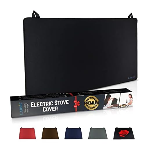 Larsic Stove Cover - Protects Electric Stove Washer Dryer Top. Anti-Slip Coating Waterproof Stove Gap Foldable Prevent Scratching, Expands Usable Space (28.5X20.5, Black)