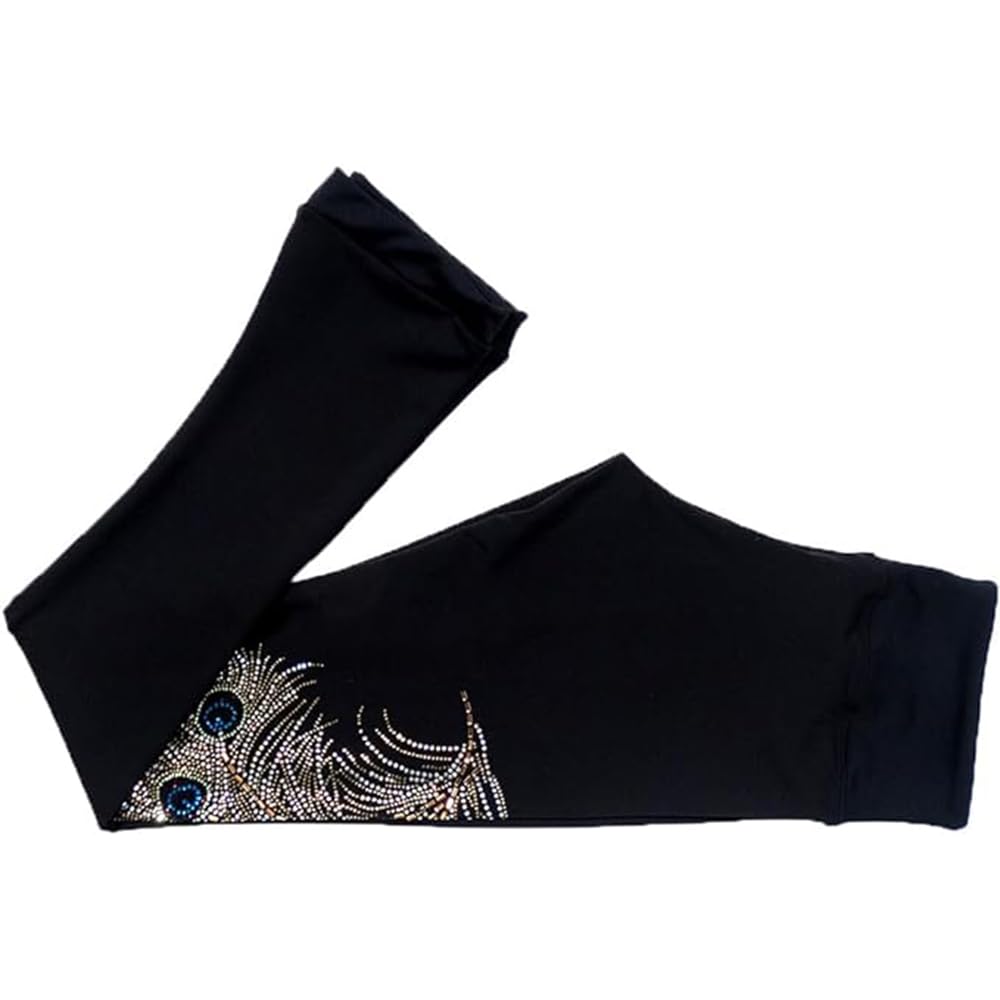 LIUHUO Figure Skating Training Pants Girls Black Three-Dimensional Embroidery Phoenix Pattern