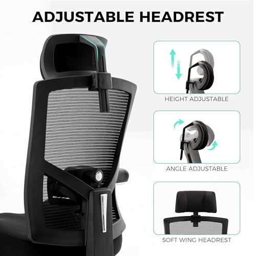 Image of Big and Tall Office Chair 700lbs with Ergonomic W Wide Thick Seat Cushion, Oversized Mesh Desk Chair with Adjustable Lumbar for Heavy People, Computer Chair with 4D Armrest Headrest