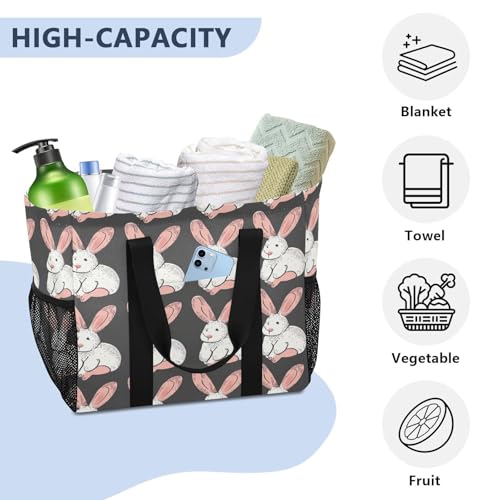 Nander Lovely Rabbits Foldable Tote Bag Waterproof Sandproof Women Beach Bag Handbag Gym Bag Travel Shopping Bag4