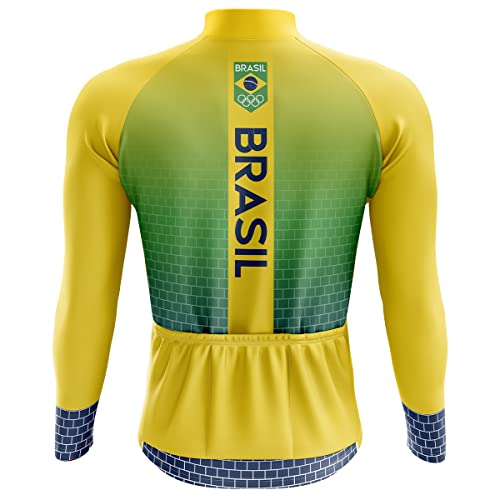 Camisa Ciclismo Masculina Zíper Total Manga longa Brasil (G)