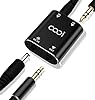 Cooidea 2 Channel Stereo Audio Mixer - Metal Shell, AUX Interface Support 2 In 1 Out Mini Stereo Sound Mixer Includes 1-Meter Audio Cables - For PC, Phone, Laptop, Headphones