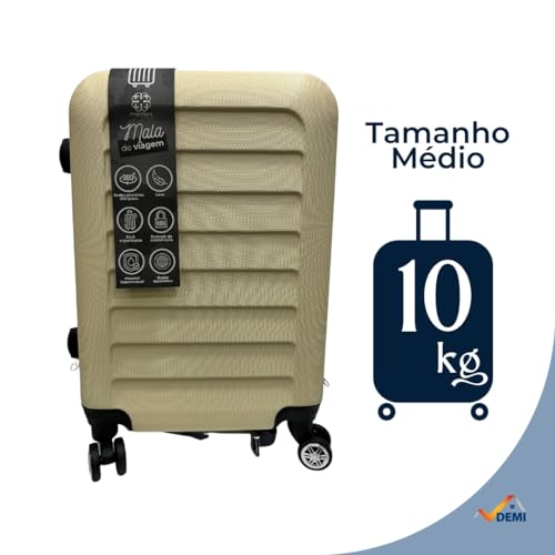 Kit 3 Malas de Viagem 23kg, 10Kg e Frasqueira 14 Polegadas Bolsa de Mão c/Trava de Senha FIbra Rígid