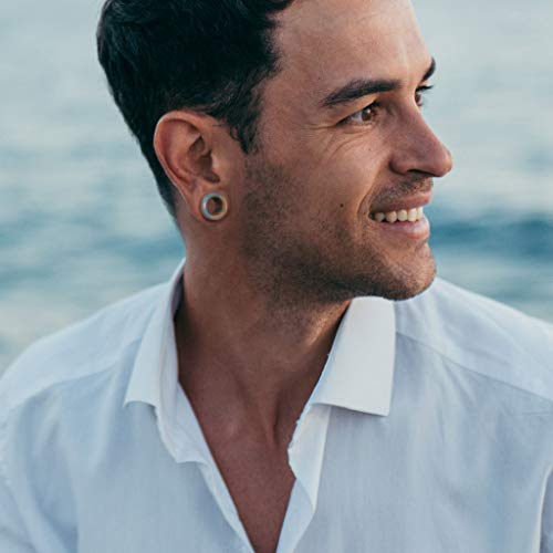 Pierced Owl - Opalite Stone Double Flared Saddle Tunnels, Sold as a Pair3