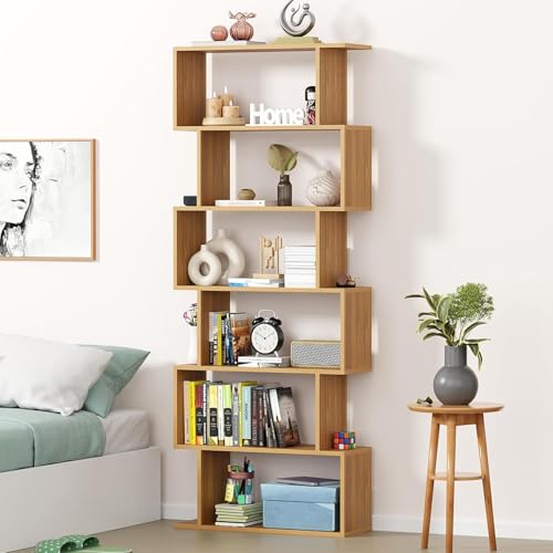 Lukzer 6-Layer S-Shaped Ladder Bookshelf | Engineered Wood Open Display Rack | Modern Bookcase for Living Room, Office & Bathroom | Home Storage Organizer (MR-002, Light Oak, 178x70x24 cm, DIY) Lukzer 6-Layer S-Shaped Ladder Bookshelf | Engineered Wood Open Display Rack | Modern Bookcase for Living Room, Office & Bathroom | Home Storage Organizer (MR-002, Light Oak, 178x70x24 cm, DIY)